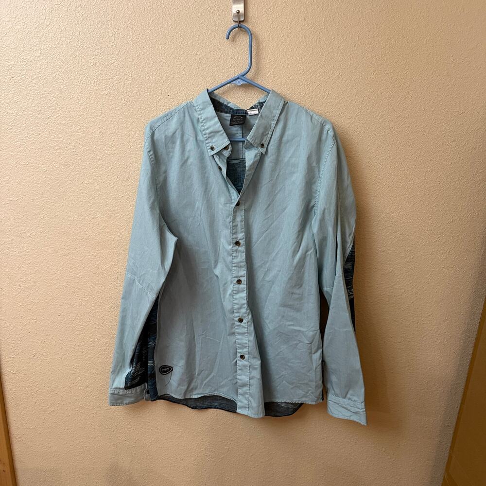 Oakley Factory Pilot Men's Long Sleeve Button-Up Shirt L ice blue camo Y2K